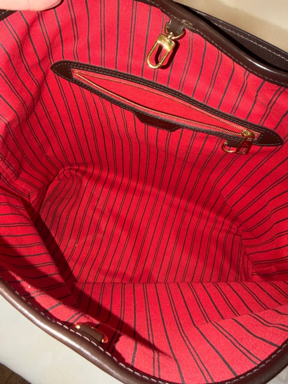Louis Vuitton Brown Damier Ebene Hobo with Red Interior - Picture 11 of 12